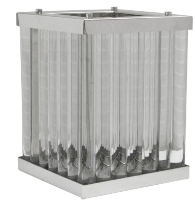 Hurricane Light 25x25x32cm Art Deco Kleines Quadrat aus Silber und Glas (107889)
