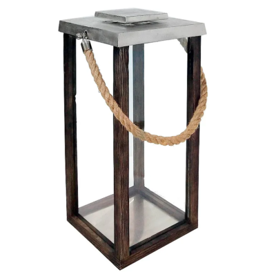 Laterne 25,5x25,5x56cm mit Seil (111656)